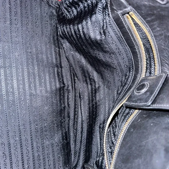 Prada Bibliothèque Leather Tote Black and Red 2-way Shoulder Bag - Picture 7 of 13